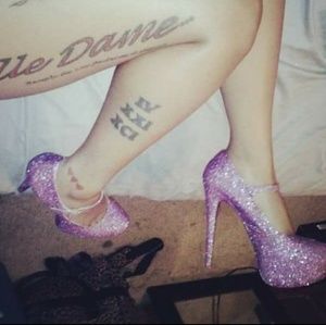 Custom glitter platform pumps